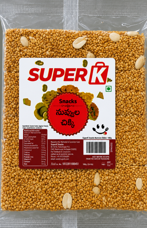 SuperK Sesame (White Thill) Chikki - 100g