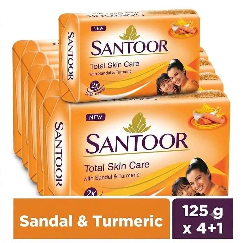 Santoor Sandal & Turmeric Soap - 125g (4+1)