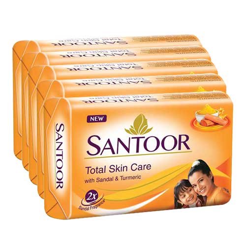 Santoor Sandal & Turmeric Soap - 125g (4+1)