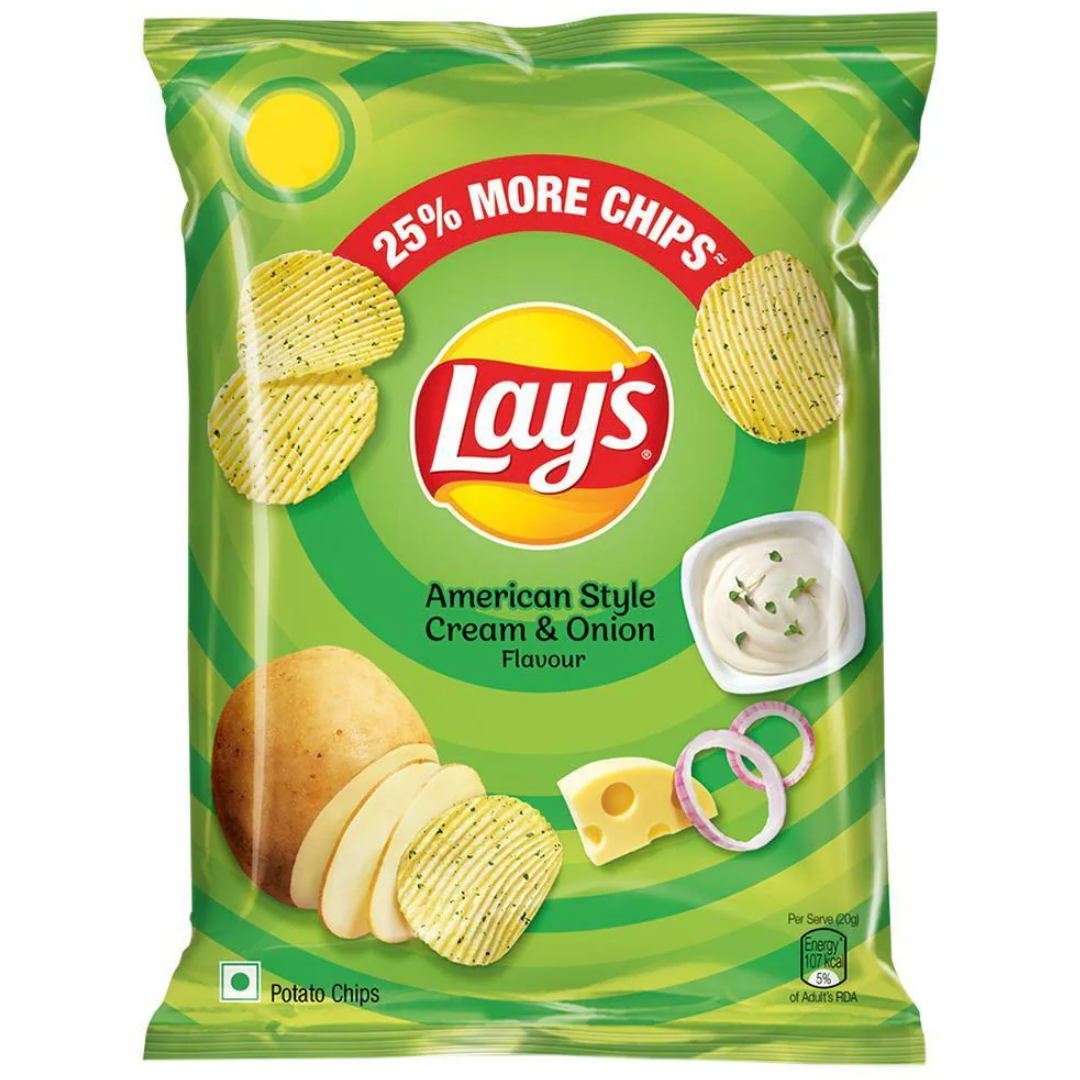 Lays American Style Cream & Onion Potato Chips - 52g