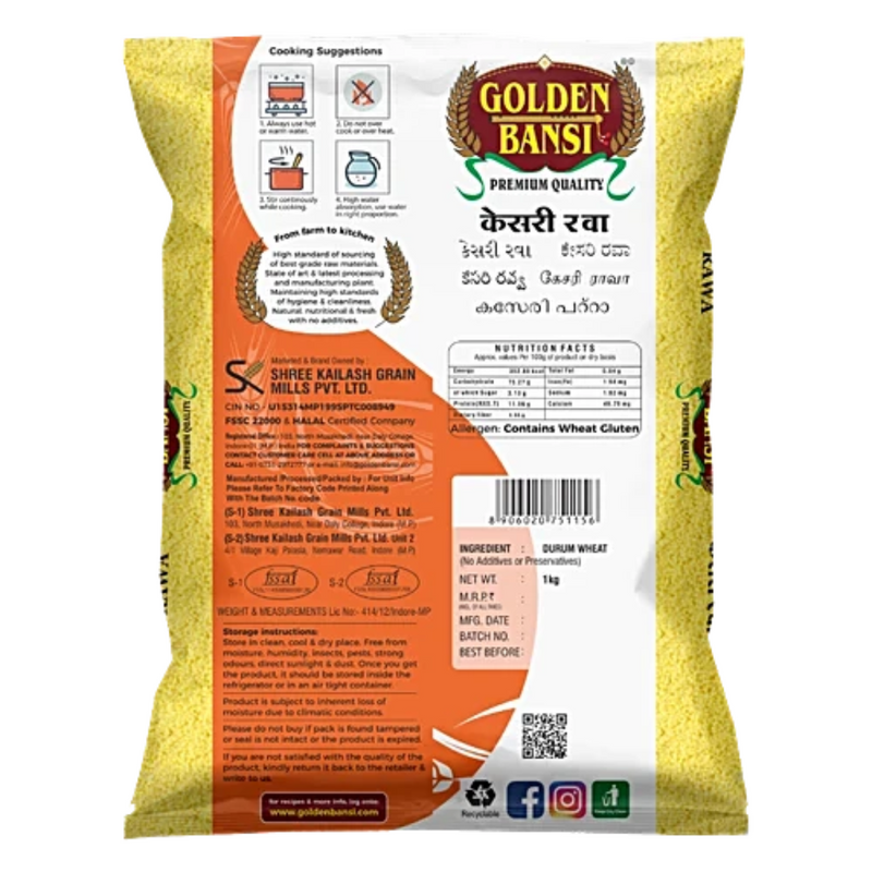 Golden Bansi Kesari Rava - 1Kg