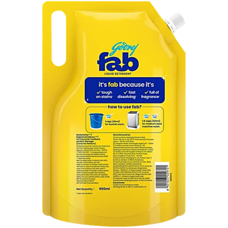Godrej Fab Liquid Detergent - 825g