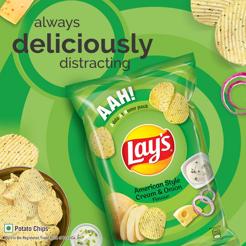 Lays American Style Cream & Onion Potato Chips - 52g