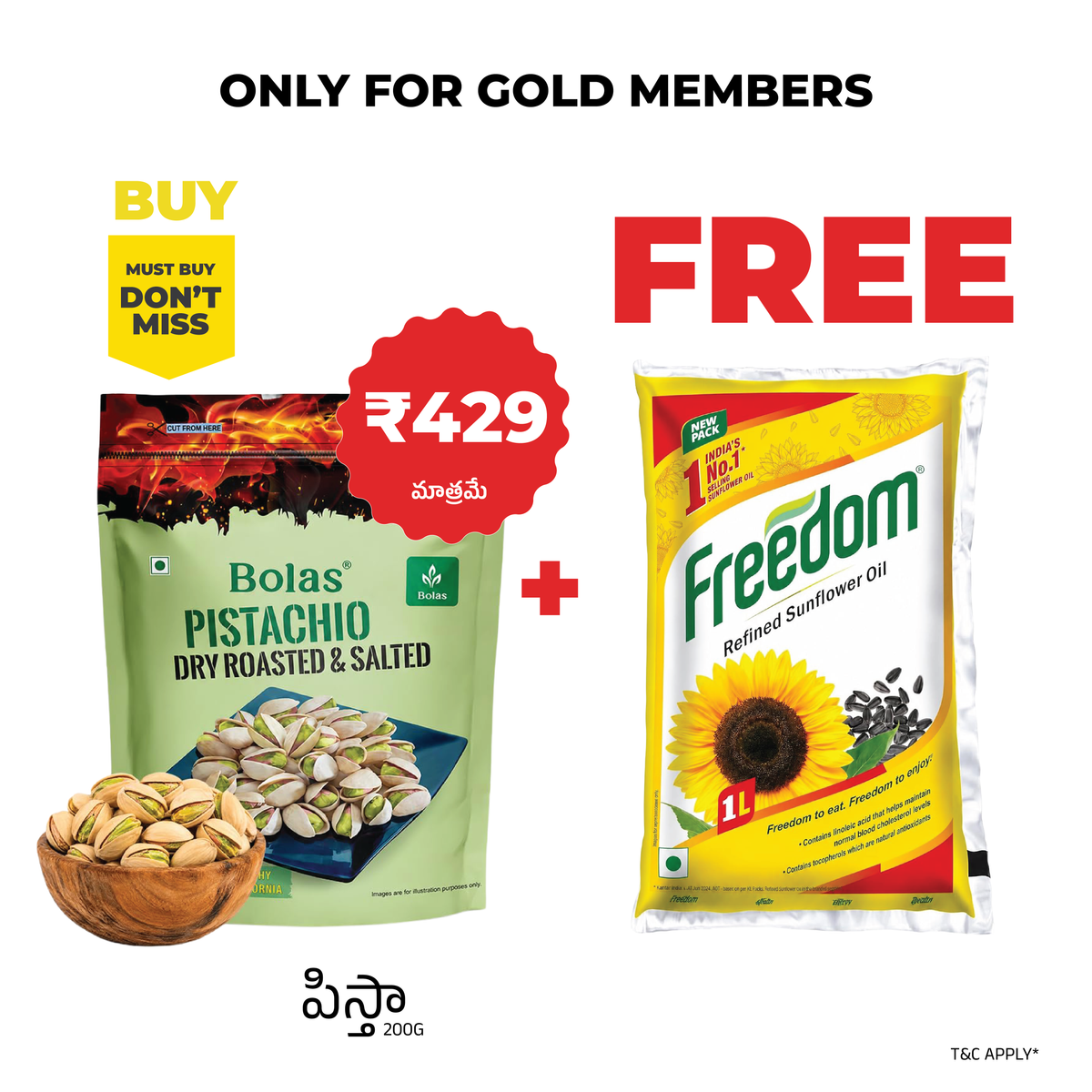 Bolas Pistachio 200g + Free Freedom Oil 1L for Gold Members - SuperK November offer