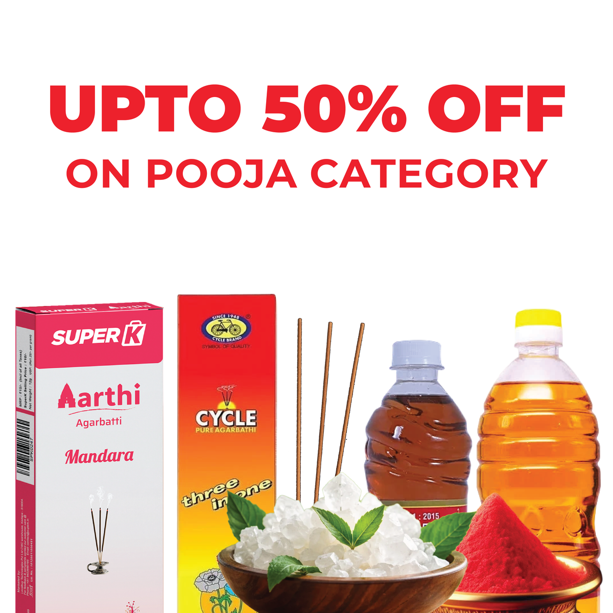 Upto 50% off on pooja category
